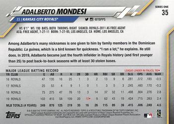 2020 Topps #35 Adalberto Mondesi Back