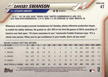 2020 Topps #47 Dansby Swanson Back
