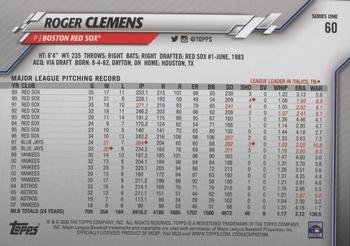 2020 Topps #60 Roger Clemens Back