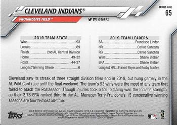 2020 Topps #65 Cleveland Indians Back