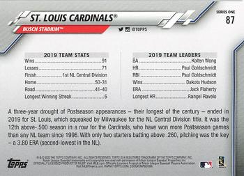 2020 Topps #87 St. Louis Cardinals Back