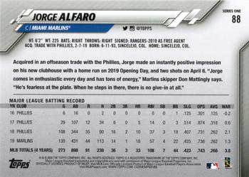 2020 Topps #88 Jorge Alfaro Back