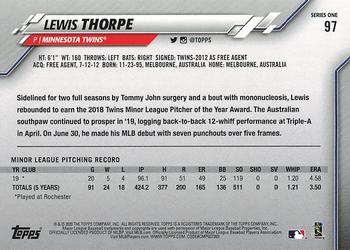 2020 Topps #97 Lewis Thorpe Back