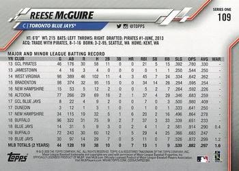 2020 Topps #109 Reese McGuire Back