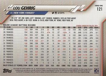 2020 Topps #121 Lou Gehrig Back