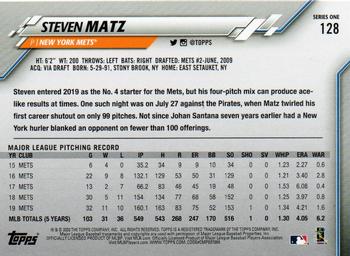 2020 Topps #128 Steven Matz Back