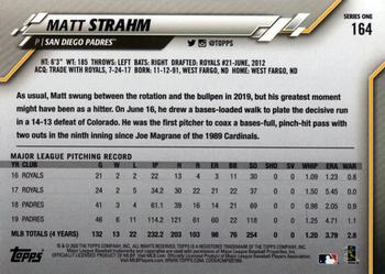 2020 Topps #164 Matt Strahm Back