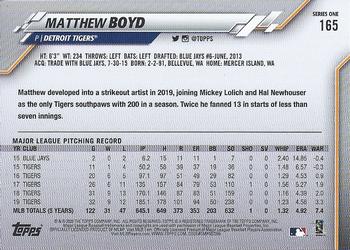 2020 Topps #165 Matthew Boyd Back