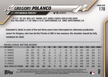 2020 Topps #170 Gregory Polanco Back
