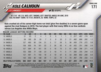 2020 Topps #171 Kole Calhoun Back