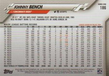 2020 Topps #186 Johnny Bench Back