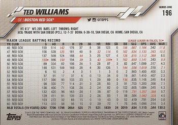 2020 Topps #196 Ted Williams Back
