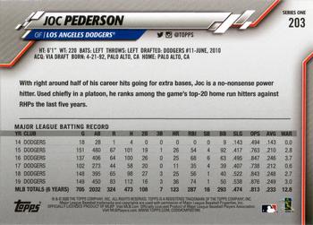 2020 Topps #203 Joc Pederson Back