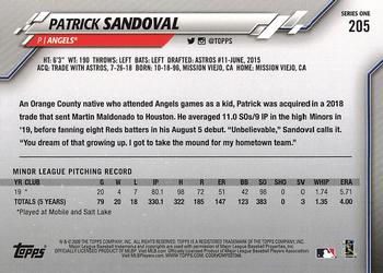 2020 Topps #205 Patrick Sandoval Back