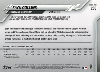 2020 Topps #208 Zack Collins Back