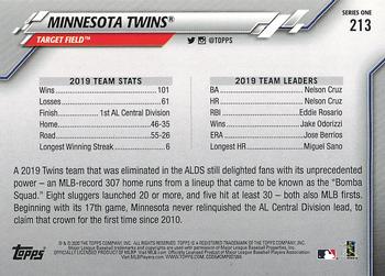 2020 Topps #213 Minnesota Twins Back