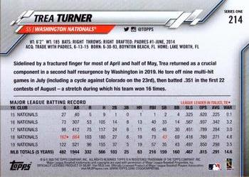 2020 Topps #214 Trea Turner Back