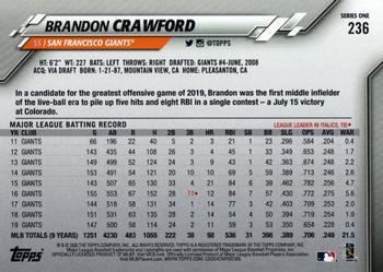 2020 Topps #236 Brandon Crawford Back