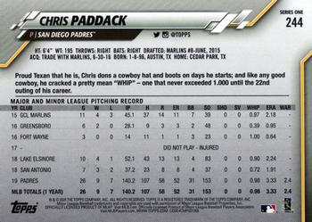 2020 Topps #244 Chris Paddack Back