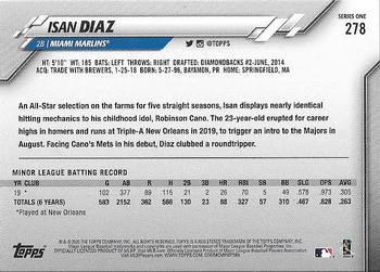 2020 Topps #278 Isan Diaz Back