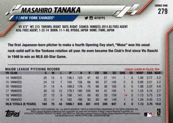 2020 Topps #279 Masahiro Tanaka Back