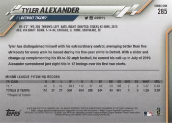 2020 Topps #285 Tyler Alexander Back