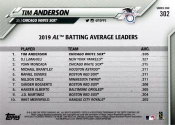 2020 Topps #302 Tim Anderson Back