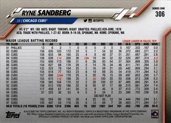 2020 Topps #306 Ryne Sandberg Back