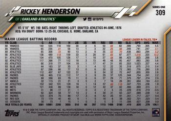 2020 Topps #309 Rickey Henderson Back