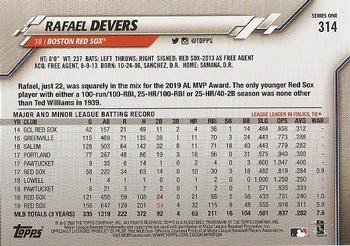 2020 Topps #314 Rafael Devers Back