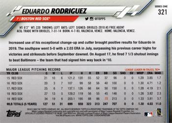 2020 Topps #321 Eduardo Rodriguez Back