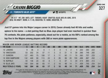 2020 Topps #327 Cavan Biggio Back
