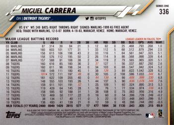 2020 Topps #336 Miguel Cabrera Back