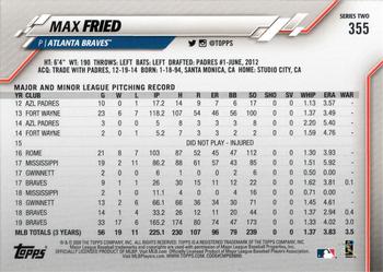 2020 Topps #355 Max Fried Back