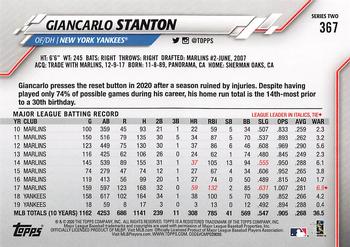 2020 Topps #367 Giancarlo Stanton Back