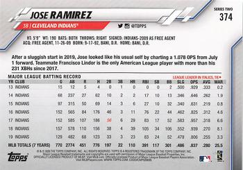 2020 Topps #374 Jose Ramirez Back