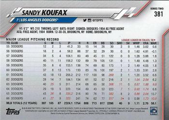2020 Topps #381 Sandy Koufax Back