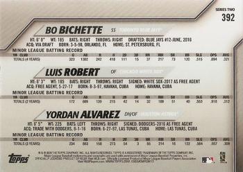 2020 Topps #392 Bo Bichette / Luis Robert / Yordan Alvarez Back