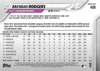 2020 Topps #408 Brendan Rodgers Back