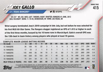 2020 Topps #415 Joey Gallo Back