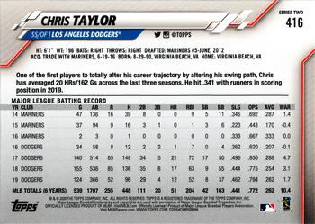 2020 Topps #416 Chris Taylor Back