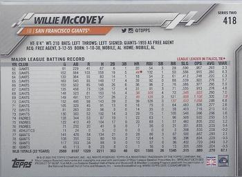 2020 Topps #418 Willie McCovey Back