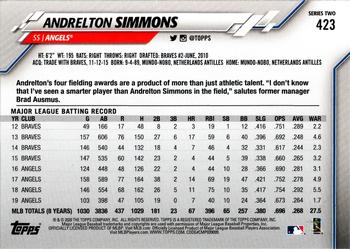 2020 Topps #423 Andrelton Simmons Back