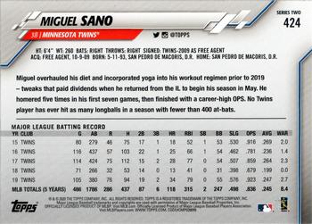 2020 Topps #424 Miguel Sano Back