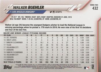 2020 Topps #432 Walker Buehler Back