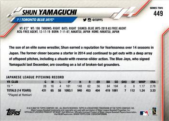2020 Topps #449 Shun Yamaguchi Back