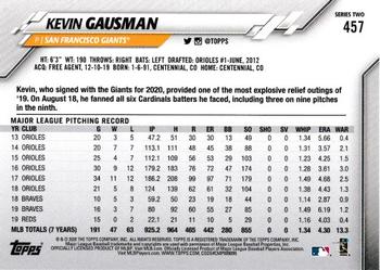 2020 Topps #457 Kevin Gausman Back