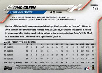 2020 Topps #468 Chad Green Back