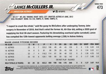 2020 Topps #473 Lance McCullers Jr. Back