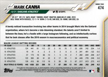 2020 Topps #474 Mark Canha Back